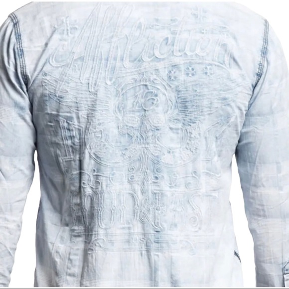 Affliction Men's Button Down Shirt Take A Swing Embroidered Biker - Picture 5 of 8